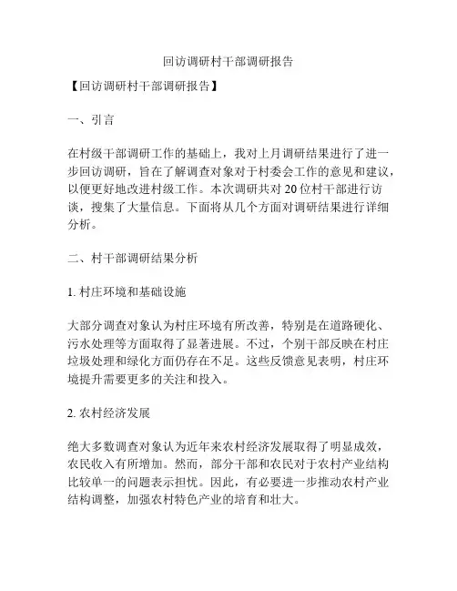 回访调研村干部调研报告