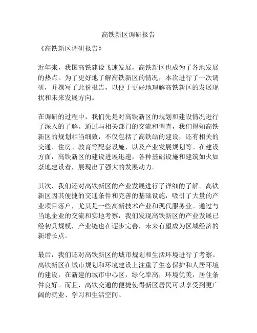 高铁新区调研报告