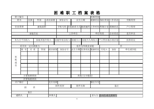 困难职工档案表格