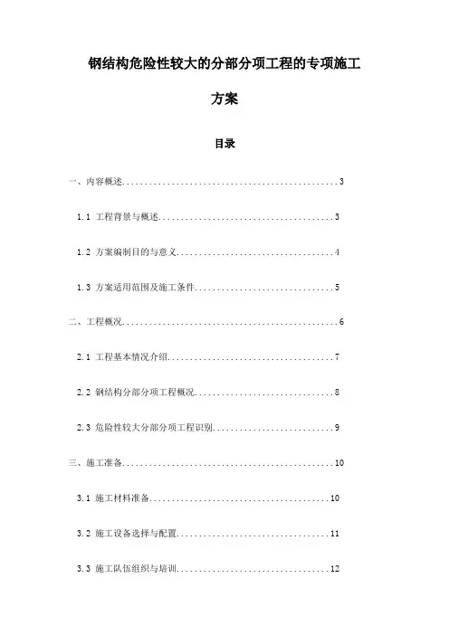 钢结构危险性较大的分部分项工程的专项施工方案