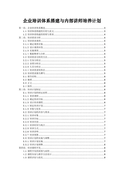 企业培训体系搭建与内部讲师培养计划