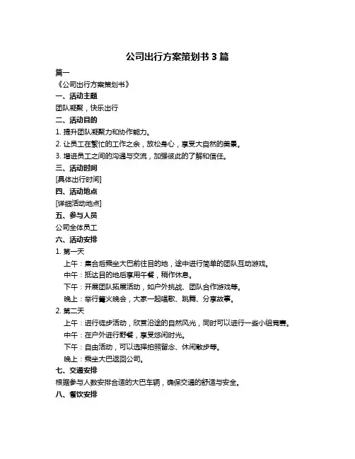 公司出行方案策划书3篇