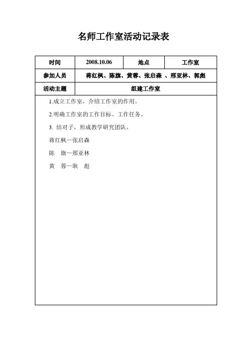 名师工作室活动记录表 精品