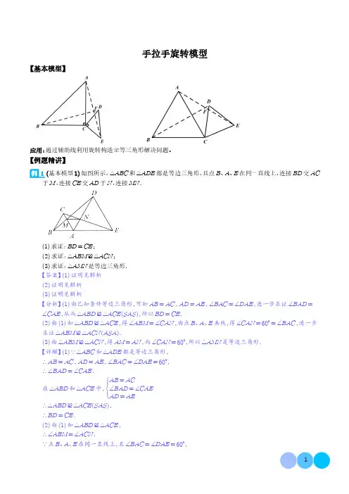 手拉手旋转模型(解析版)-初中数学专项训练