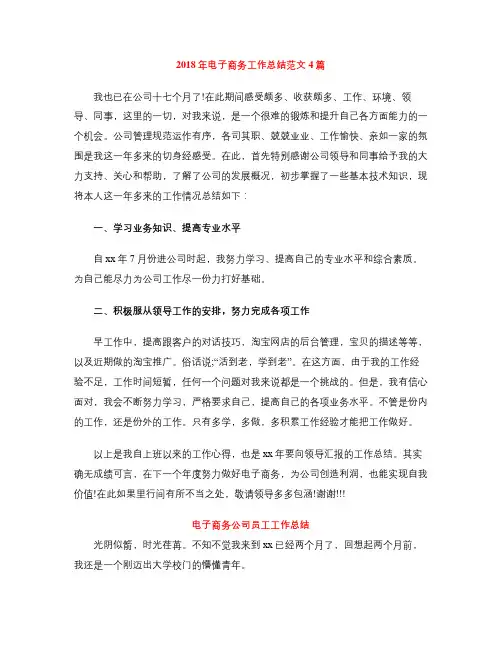 2018年电子商务工作总结范文4篇