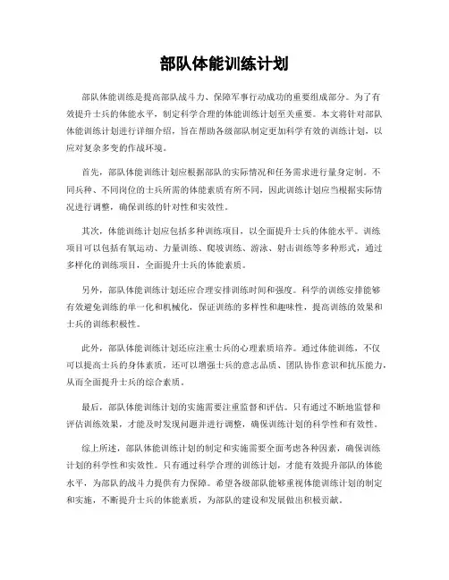 部队体能训练计划