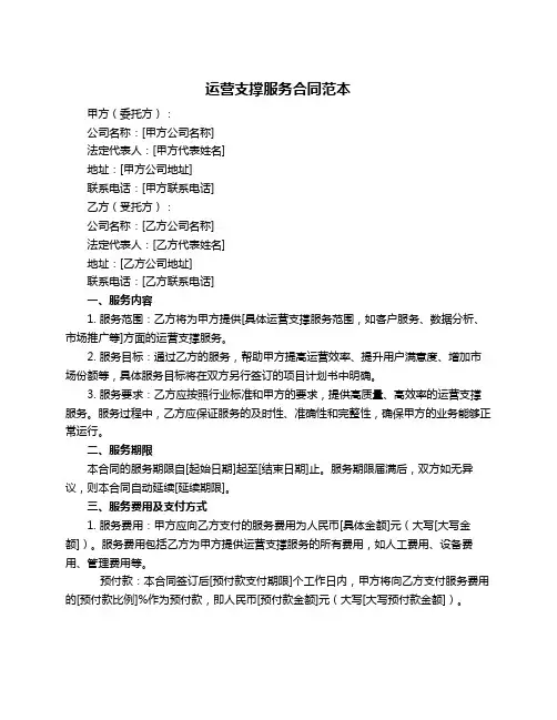 运营支撑服务合同范本