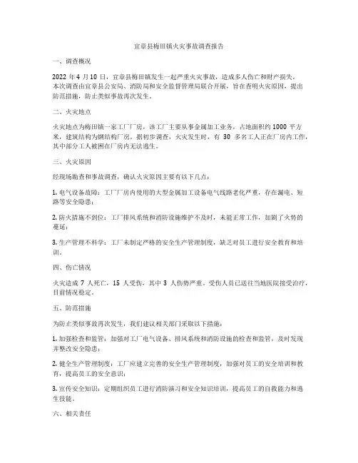 宜章县梅田镇火灾事故调查报告