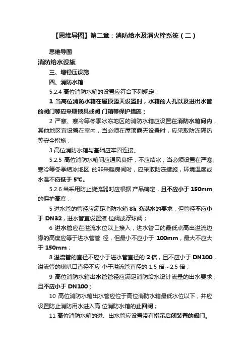 【思维导图】第二章：消防给水及消火栓系统（二）