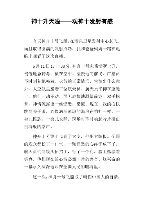 神十升天啦——观神十发射有感