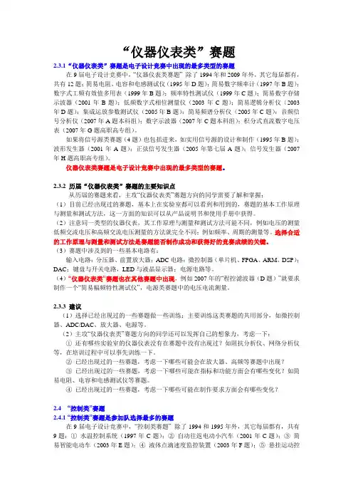 全国电子竞赛仪器仪表类赛题
