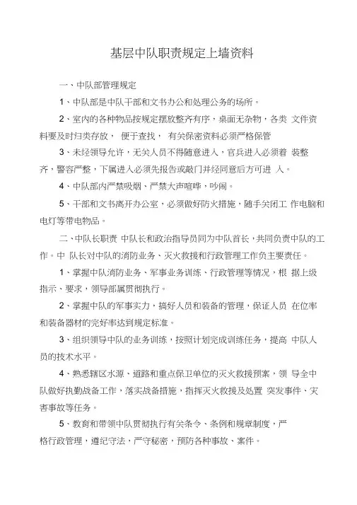 中队职责规定上墙资料.精讲演示教学