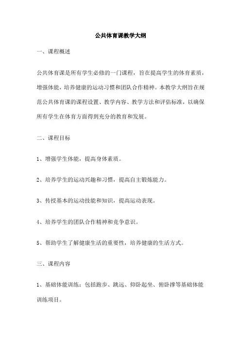 公共体育课教学大纲