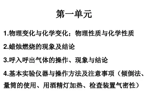 人教版初三化学九年级上册第一至四单元1-4单元知识点归纳提纲重难点汇总