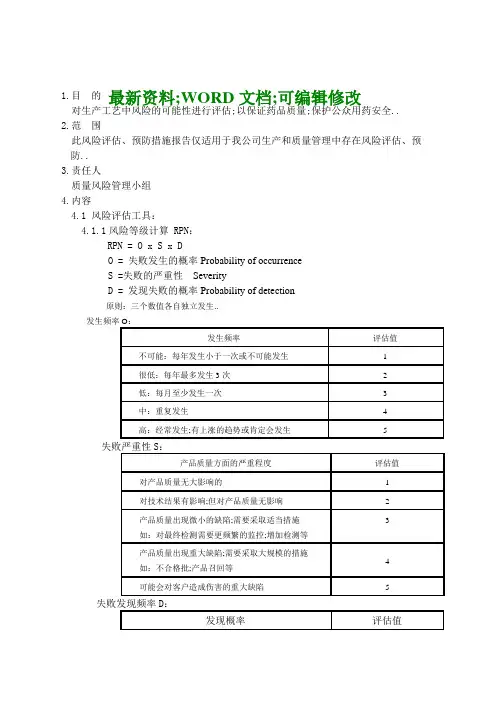 风险评估预防措施报告