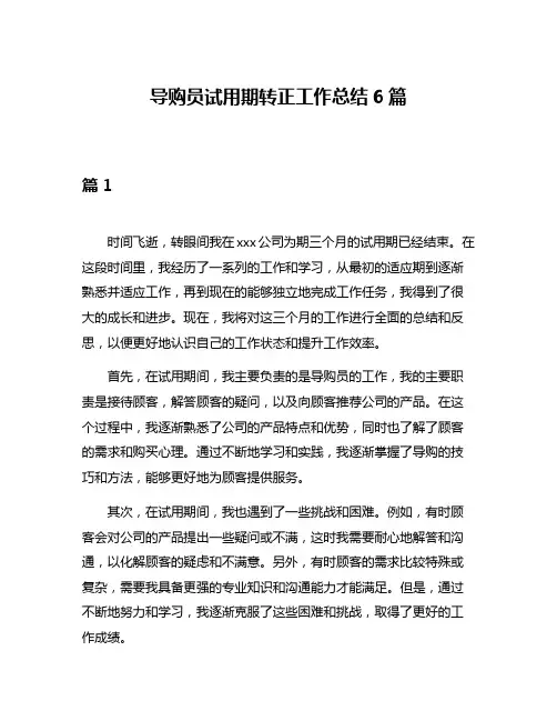导购员试用期转正工作总结6篇