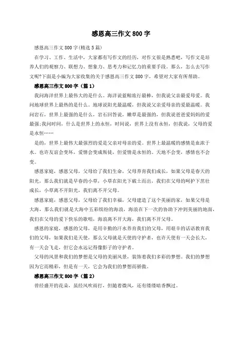 感恩高三作文800字