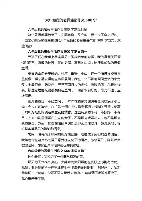 六年级我的暑假生活作文500字