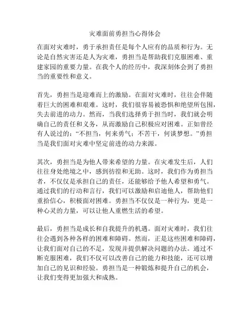 灾难面前勇担当心得体会