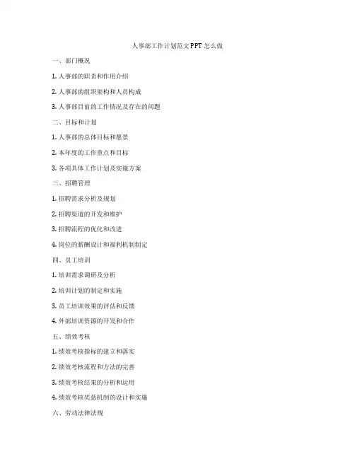 人事部工作计划范文PPT怎么做