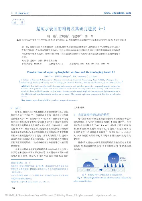 超疏水表面的构筑及其研究进展_一_鲍艳