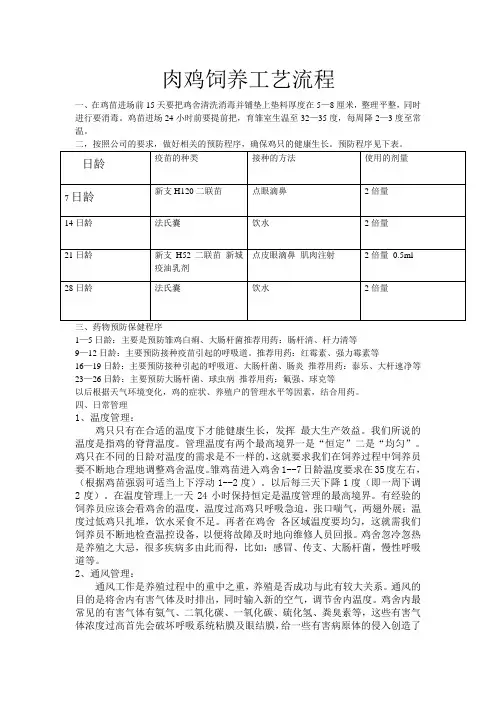 肉鸡饲养工艺流程规范
