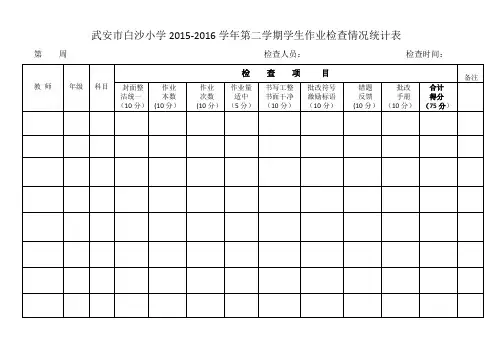 教师、学生作业常规检查记录表格