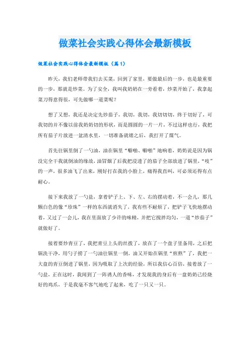 做菜社会实践心得体会最新模板