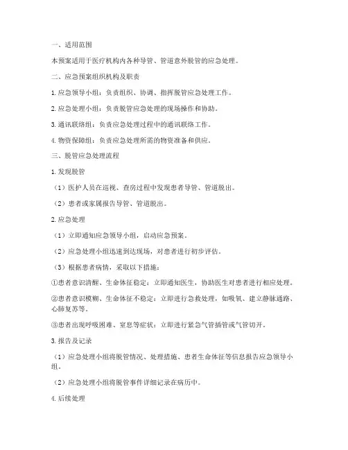 脱管的应急预案
