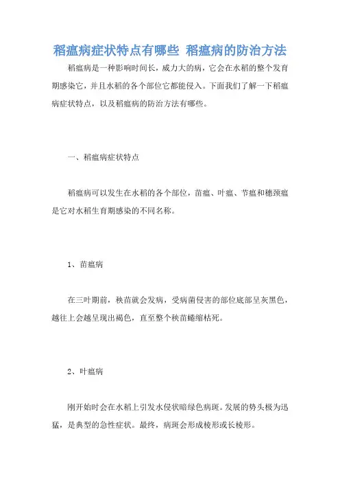 稻瘟病症状特点有哪些 稻瘟病的防治方法