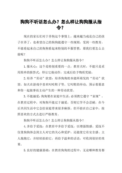 狗狗不听话怎么办？怎么样让狗狗服从指令？