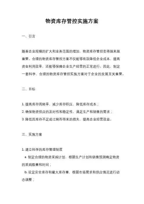 物资库存管控实施方案