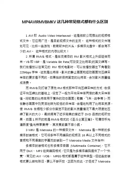 MP4AVIRMVBMKV这几种常见格式都有什么区别