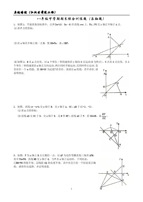 八年级下学期数学期末综合训练题(压轴题)