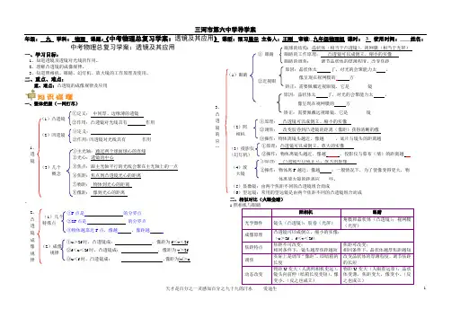 中考物理总复习学案：透镜及其应用