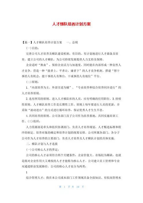 人才梯队培养计划方案