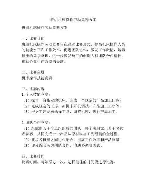 班组机床操作劳动竞赛方案