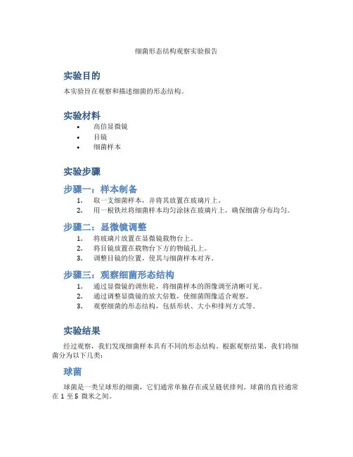 细菌形态结构观察实验报告