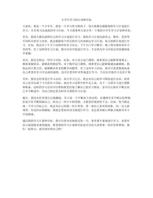 小学生学习的计划和目标