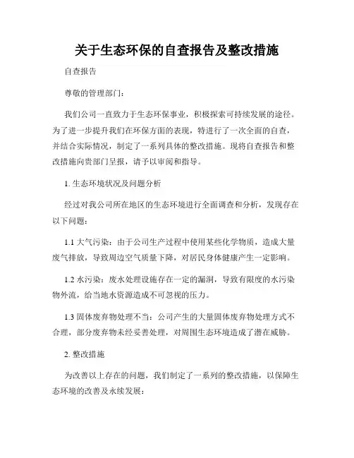 关于生态环保的自查报告及整改措施