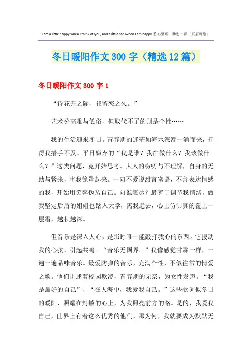 冬日暖阳作文300字(精选12篇)