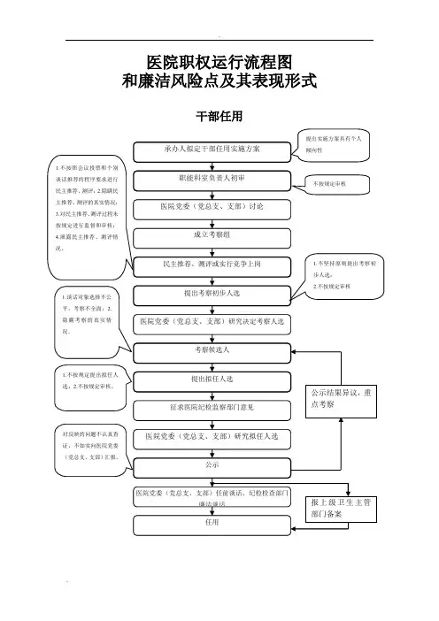 医院权力运行流程图和廉洁风险点及其表现形式