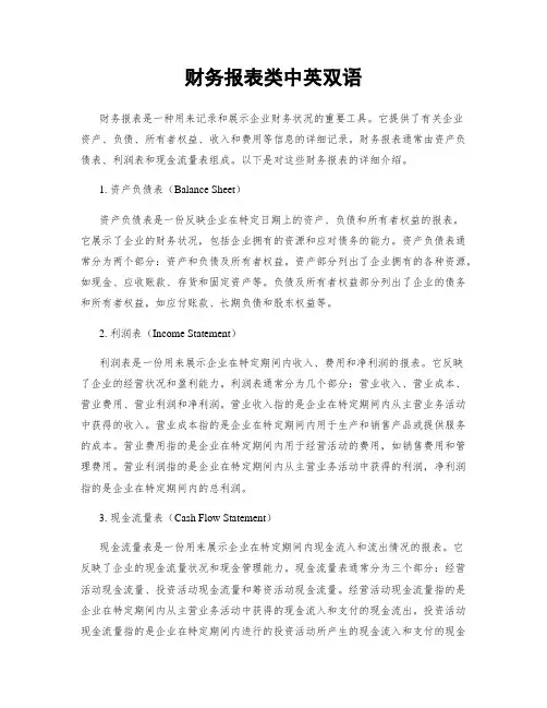 财务报表类中英双语