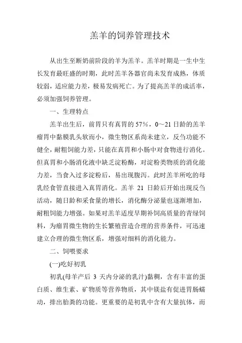 羔羊的饲养管理技术