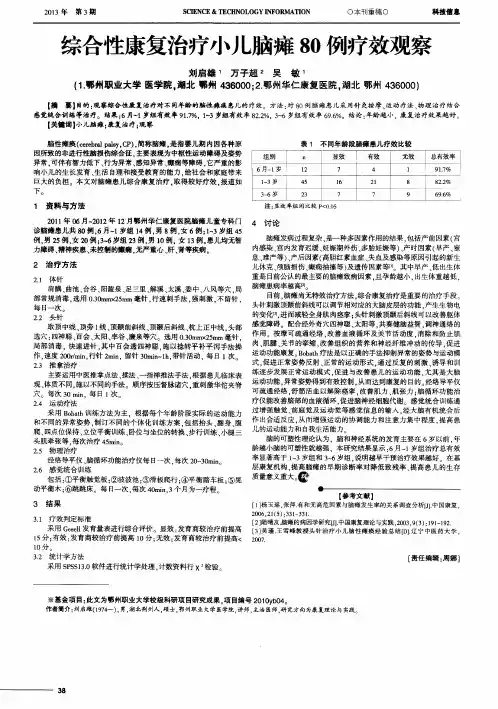 综合性康复治疗小儿脑瘫80例疗效观察