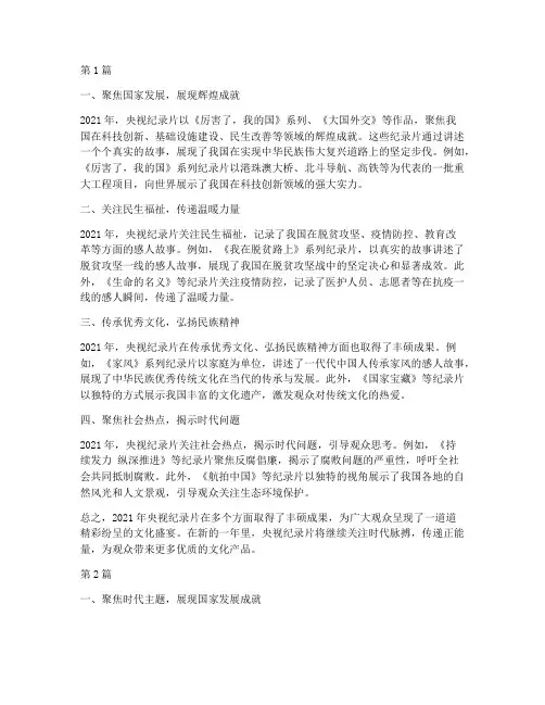 央视纪录片年度总结(3篇)