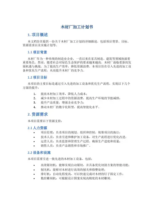 木材厂加工计划书