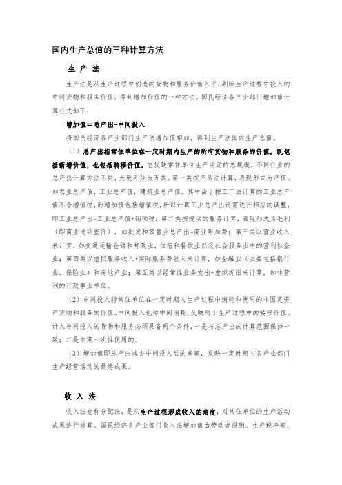 GDP的三种计算方法