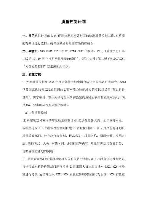 质量控制计划