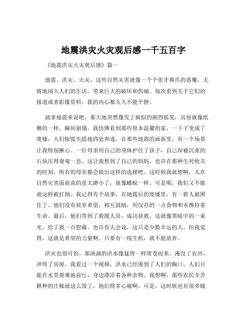 地震洪灾火灾观后感一千五百字